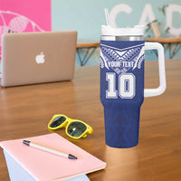 Custom Samoa Rugby Tumbler With Handle Pacific Motifs LT03 - Polynesian Pride