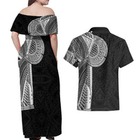Samoan Tatau Couples Matching Off Shoulder Maxi Dress and Hawaiian Shirt Art Tribal Traditional Tattoos - Polynesian Pride