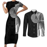 Samoan Tatau Couples Matching Short Sleeve Bodycon Dress and Long Sleeve Button Shirt Art Tribal Traditional Tattoos - Polynesian Pride