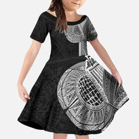 Samoan Tatau Family Matching Off The Shoulder Long Sleeve Dress and Hawaiian Shirt Art Tribal Traditional Tattoos - Polynesian Pride