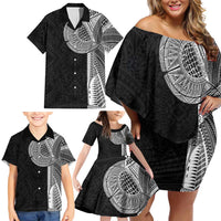 Samoan Tatau Family Matching Off Shoulder Short Dress and Hawaiian Shirt Art Tribal Traditional Tattoos - Polynesian Pride