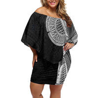 Samoan Tatau Family Matching Off Shoulder Short Dress and Hawaiian Shirt Art Tribal Traditional Tattoos - Polynesian Pride