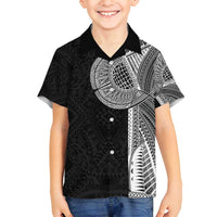 Samoan Tatau Family Matching Off Shoulder Short Dress and Hawaiian Shirt Art Tribal Traditional Tattoos - Polynesian Pride