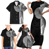 Samoan Tatau Family Matching Short Sleeve Bodycon Dress and Hawaiian Shirt Art Tribal Traditional Tattoos - Polynesian Pride