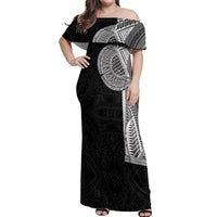Samoan Tatau Off Shoulder Maxi Dress Art Tribal Traditional Tattoos LT03 Women Black - Polynesian Pride