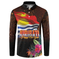 Kiribati Flag and Fireworks Button Sweatshirt First Place Welcome the New Year - Polynesian Pride