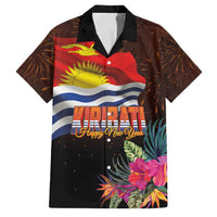 Kiribati Flag and Fireworks Family Matching Off The Shoulder Long Sleeve Dress and Hawaiian Shirt First Place Welcome the New Year - Polynesian Pride