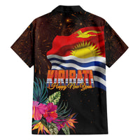 Kiribati Flag and Fireworks Family Matching Off The Shoulder Long Sleeve Dress and Hawaiian Shirt First Place Welcome the New Year - Polynesian Pride
