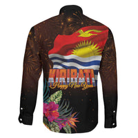 Kiribati Flag and Fireworks Family Matching Off The Shoulder Long Sleeve Dress and Hawaiian Shirt First Place Welcome the New Year - Polynesian Pride