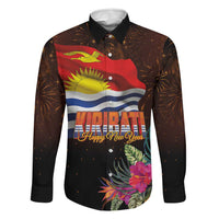 Kiribati Flag and Fireworks Family Matching Off Shoulder Short Dress and Hawaiian Shirt First Place Welcome the New Year - Polynesian Pride