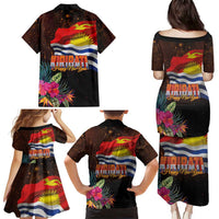 Kiribati Flag and Fireworks Family Matching Puletasi and Hawaiian Shirt First Place Welcome the New Year - Polynesian Pride