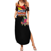 Kiribati Flag and Fireworks Family Matching Summer Maxi Dress and Hawaiian Shirt First Place Welcome the New Year - Polynesian Pride