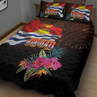 Kiribati Flag and Fireworks Quilt Bed Set First Place Welcome the New Year - Polynesian Pride