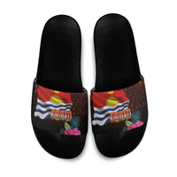 Kiribati Flag and Fireworks Slide Sandals First Place Welcome the New Year - Polynesian Pride