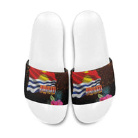 Kiribati Flag and Fireworks Slide Sandals First Place Welcome the New Year - Polynesian Pride