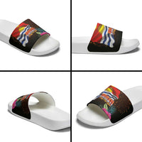 Kiribati Flag and Fireworks Slide Sandals First Place Welcome the New Year - Polynesian Pride