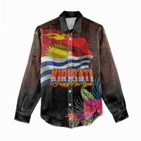 Kiribati Flag and Fireworks Women Casual Shirt First Place Welcome the New Year - Polynesian Pride
