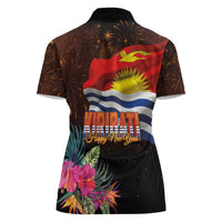 Kiribati Flag and Fireworks Women Polo Shirt First Place Welcome the New Year - Polynesian Pride