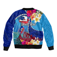 Personalised Haiti 220th Anniversary Independence Day Bomber Jacket Ayiti Flower with Polynesian Pattern LT03 - Polynesian Pride