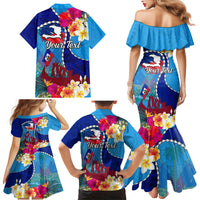 Personalised Haiti 220th Anniversary Independence Day Family Matching Mermaid Dress and Hawaiian Shirt Ayiti Flower with Polynesian Pattern LT03 - Polynesian Pride