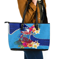 Personalised Haiti 220th Anniversary Independence Day Leather Tote Bag Ayiti Flower with Polynesian Pattern LT03 - Polynesian Pride