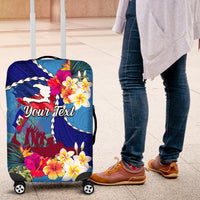 Personalised Haiti 220th Anniversary Independence Day Luggage Cover Ayiti Flower with Polynesian Pattern LT03 Blue - Polynesian Pride