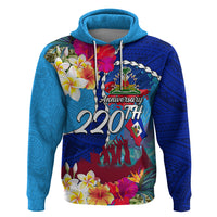 Personalised Haiti 220th Anniversary Independence Day Zip Hoodie Ayiti Flower with Polynesian Pattern LT03 Pullover Hoodie Blue - Polynesian Pride