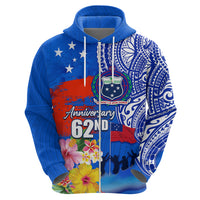 Personalised Samoa 62nd Anniversary Independence Day Zip Hoodie Samoan Tribal Flag Style LT03 - Polynesian Pride
