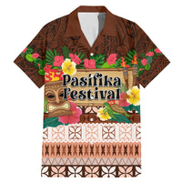 Pasifika Festival Auckland Family Matching Mermaid Dress and Hawaiian Shirt Polynesian Tribal with Pacific Pattern Brown Color LT03 Dad's Shirt - Short Sleeve Brown - Polynesian Pride