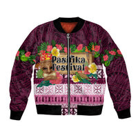 Pasifika Festival Auckland Bomber Jacket Polynesian Tribal with Pacific Pattern Pink Color LT03 Unisex Pink - Polynesian Pride
