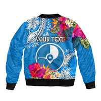 Yap Day Bomber Jacket Tapa Pattern with Hisbiscus LT03 - Polynesian Pride