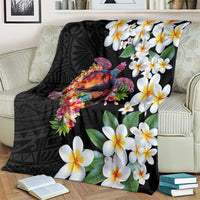 Hawaiian Lei Day Blanket Plumeria and Turtle with Polynesian Tribal Pattern