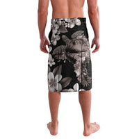 Hawaiian Lei Day Lavalava Plumeria and Turtle with Polynesian Tribal Pattern Grayscale Color LT03 - Polynesian Pride