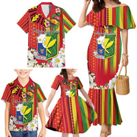 Personalised Hawaii and Philippines Together Family Matching Mermaid Dress and Hawaiian Shirt The Emblems with Cultural Symbols Green-Yellow-Red Tricolor