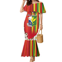 Personalised Hawaii and Philippines Together Family Matching Mermaid Dress and Hawaiian Shirt The Emblems with Cultural Symbols Green-Yellow-Red Tricolor