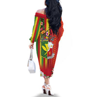 Personalised Hawaii and Philippines Together Family Matching Off The Shoulder Long Sleeve Dress and Hawaiian Shirt The Emblems with Cultural Symbols Green-Yellow-Red Tricolor