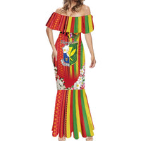 Personalised Hawaii and Philippines Together Mermaid Dress The Emblems with Cultural Symbols Green-Yellow-Red Tricolor