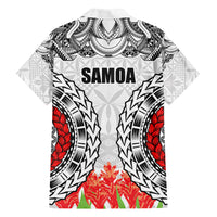 Samoa Siapo Ula Fala Family Matching Short Sleeve Bodycon Dress and Hawaiian Shirt With Ginger Plant White Color LT03 - Polynesian Pride