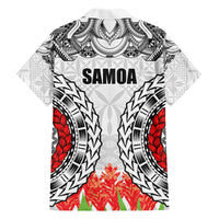 Samoa Siapo Ula Fala Family Matching Summer Maxi Dress and Hawaiian Shirt With Ginger Plant White Color LT03 - Polynesian Pride