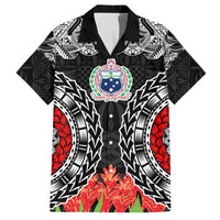 Samoa Siapo Ula Fala Hawaiian Shirt With Ginger Plant Black Color LT03 Black - Polynesian Pride