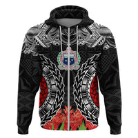 Samoa Siapo Ula Fala Zip Hoodie With Ginger Plant Black Color LT03 Zip Hoodie Black - Polynesian Pride