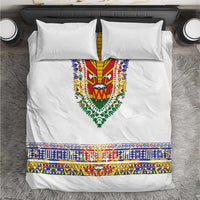 Haiti Flag Traditional Dashiki Bedding Set White Color - Polynesian Pride
