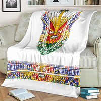 Haiti Flag Traditional Dashiki Blanket White Color - Polynesian Pride