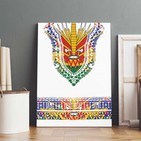 Haiti Flag Traditional Dashiki Canvas Wall Art White Color - Polynesian Pride