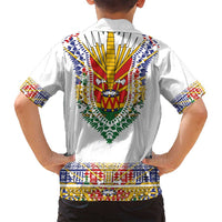 Haiti Flag Traditional Dashiki Family Matching Puletasi and Hawaiian Shirt White Color - Polynesian Pride