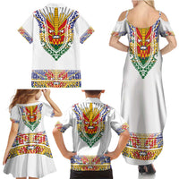 Haiti Flag Traditional Dashiki Family Matching Summer Maxi Dress and Hawaiian Shirt White Color - Polynesian Pride