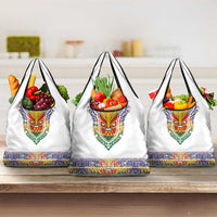 Haiti Flag Traditional Dashiki Grocery Bag White Color - Polynesian Pride