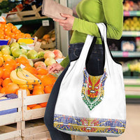 Haiti Flag Traditional Dashiki Grocery Bag White Color - Polynesian Pride