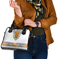 Haiti Flag Traditional Dashiki Shoulder Handbag White Color - Polynesian Pride