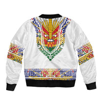 Haiti Flag Traditional Dashiki Sleeve Zip Bomber Jacket White Color - Polynesian Pride